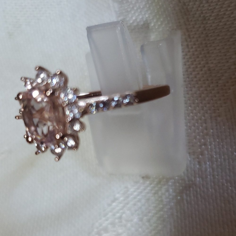SOLDAuthentic Morganite Ring Rose Gold over stamped 925 Sterling Silver - Picture 4 of 9